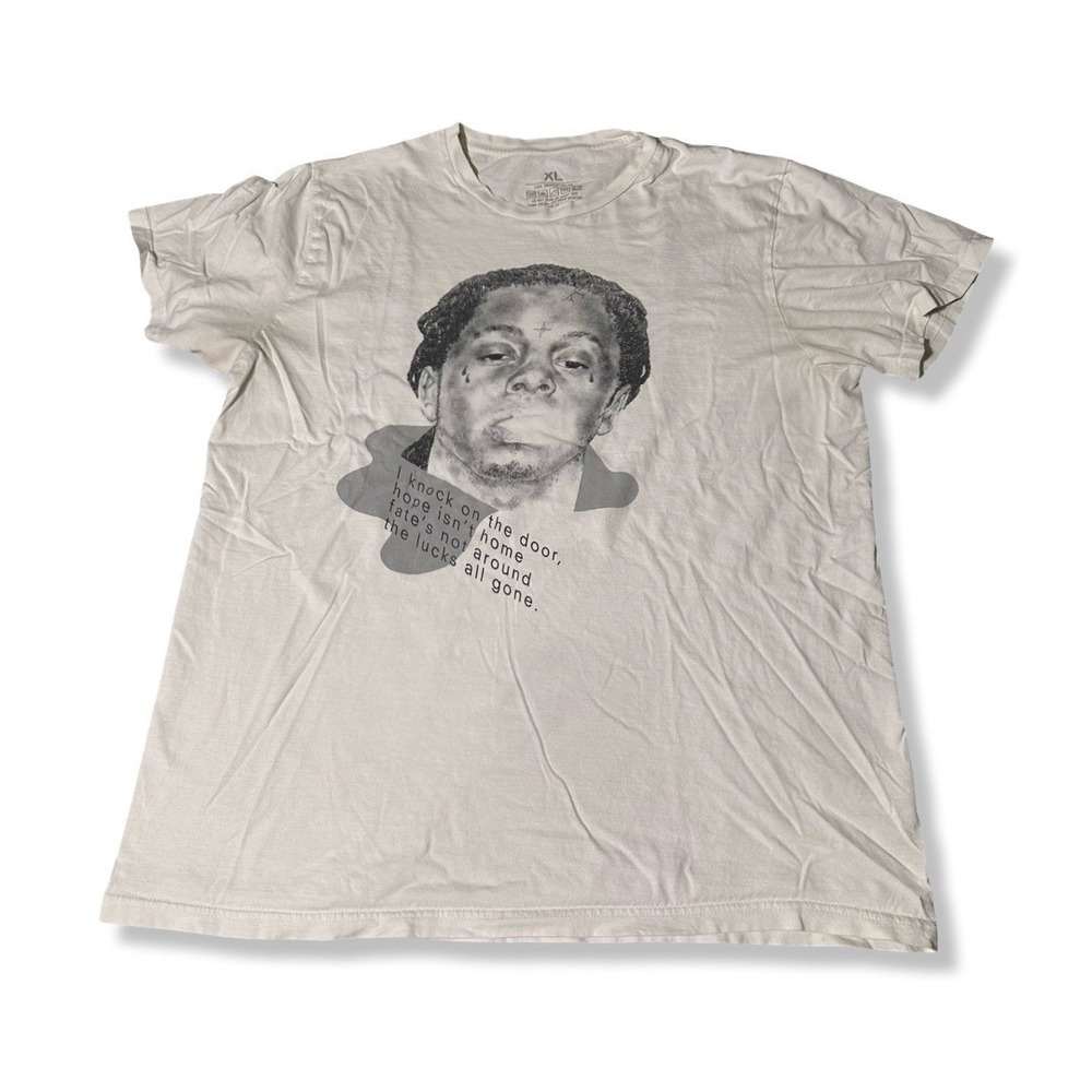 Lil Wayne White Big Face Graphic T Shirt Size XL Band Tee Streetwear